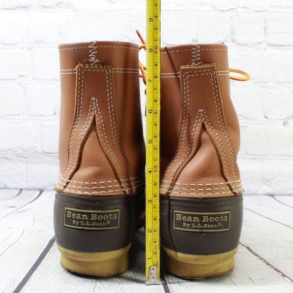 LL BEAN 8 Inch Unlined Brown Leather Duck Bean Boots Size 10 M - Picture 7 of 9
